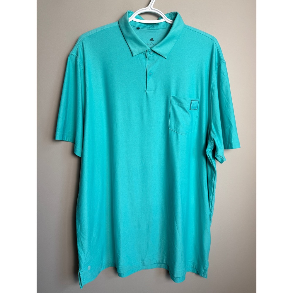 Adidas Short Sleeve Pocket Polo Shirt Aqua Teal XL Gorpcore Sporty Athleisure